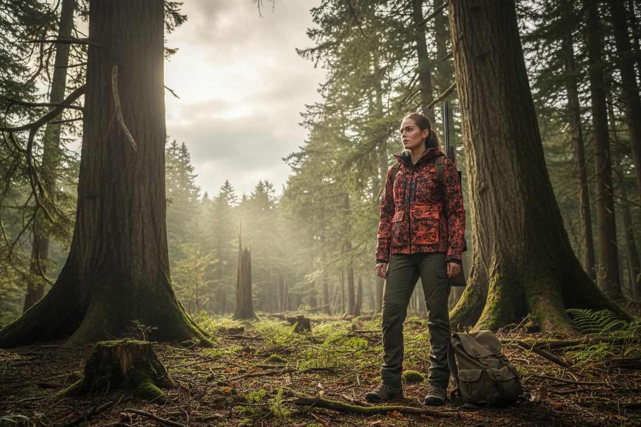Jägerin mit Capra Zotta Alaska Jacke im Wald